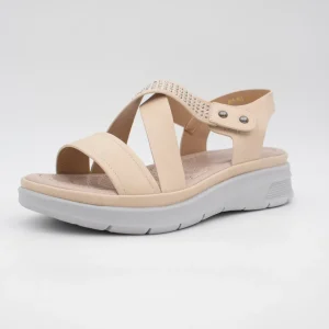 Redz Beige Summer Sandal – Cushioned Comfort with Glam Accents