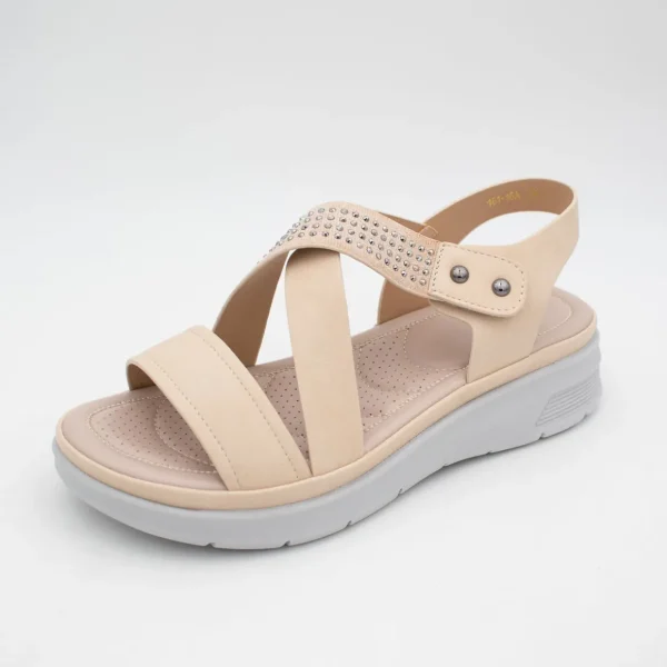 Redz Beige Summer Sandal – Cushioned Comfort with Glam Accents