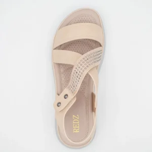 Redz Beige Summer Sandal – Cushioned Comfort with Glam Accents