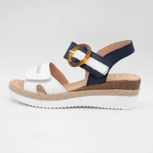 Redz White & Navy Wedge Sandal – Espadrille-Inspired Summer Style