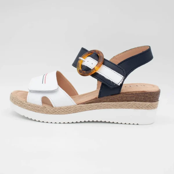 Redz White & Navy Wedge Sandal – Espadrille-Inspired Summer Style