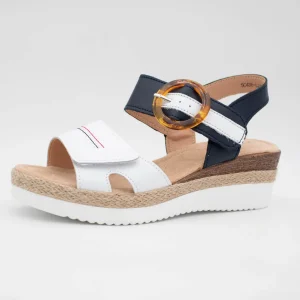 Redz White & Navy Wedge Sandal – Espadrille-Inspired Summer Style