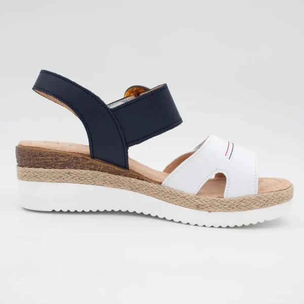 Redz White & Navy Wedge Sandal – Espadrille-Inspired Summer Style