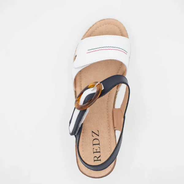 Redz White & Navy Wedge Sandal – Espadrille-Inspired Summer Style