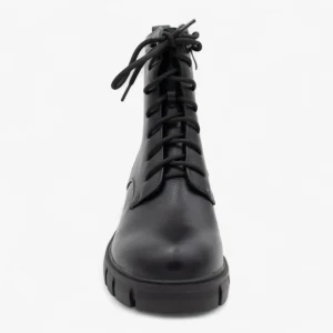 Redz Women's Black Lace-Up Ankle Boot – Chunky Sole Design