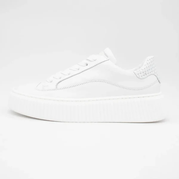 Sleek Chunky White Trainer with Silver Detailing by Meline