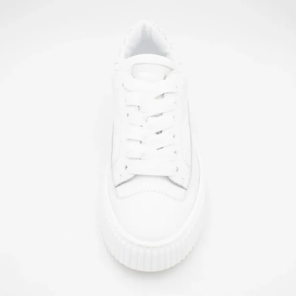 Sleek Chunky White Trainer with Silver Detailing by Meline