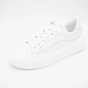 Sleek Chunky White Trainer with Silver Detailing by Meline