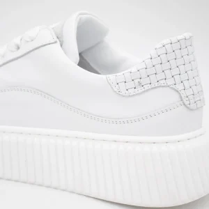 Sleek Chunky White Trainer with Silver Detailing by Meline