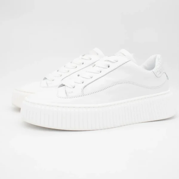 Sleek Chunky White Trainer with Silver Detailing by Meline