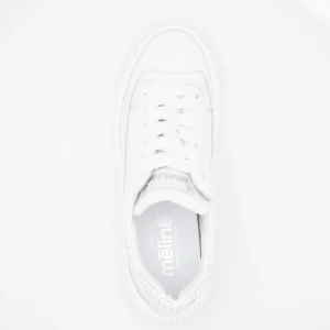 Sleek Chunky White Trainer with Silver Detailing by Meline