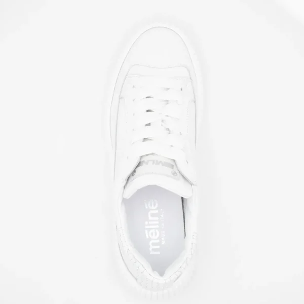 Sleek Chunky White Trainer with Silver Detailing by Meline