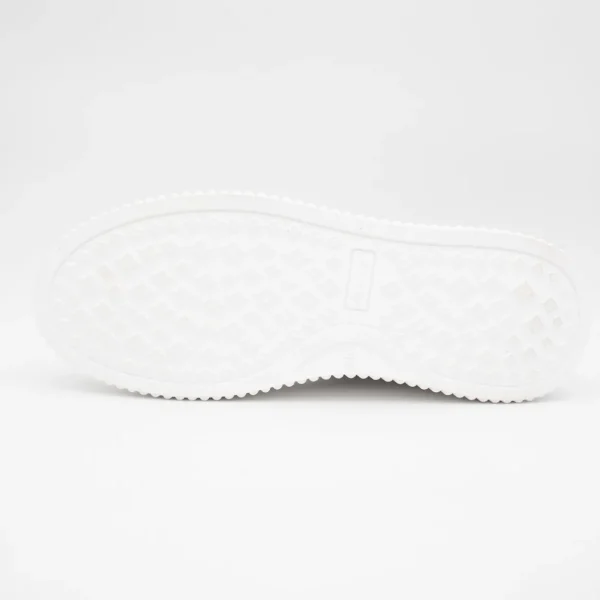 Sleek Chunky White Trainer with Silver Detailing by Meline