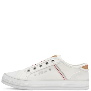 S.Oliver Breathable White Flat Runners with Elastic Strap