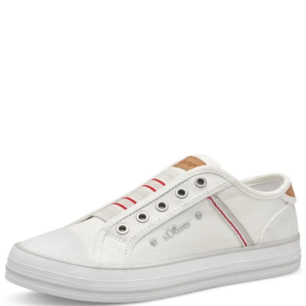 S.Oliver Breathable White Flat Runners with Elastic Strap