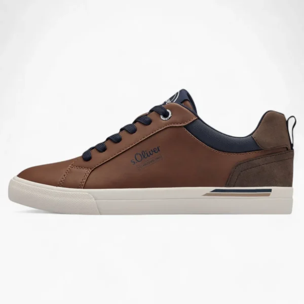 S.Oliver Brown Trainers with White Sole and Navy Details