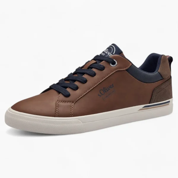 S.Oliver Brown Trainers with White Sole and Navy Details
