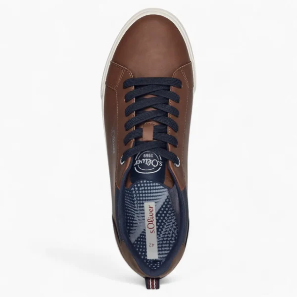 S.Oliver Brown Trainers with White Sole and Navy Details