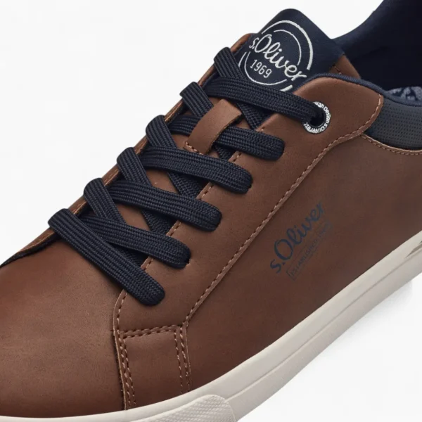 S.Oliver Brown Trainers with White Sole and Navy Details