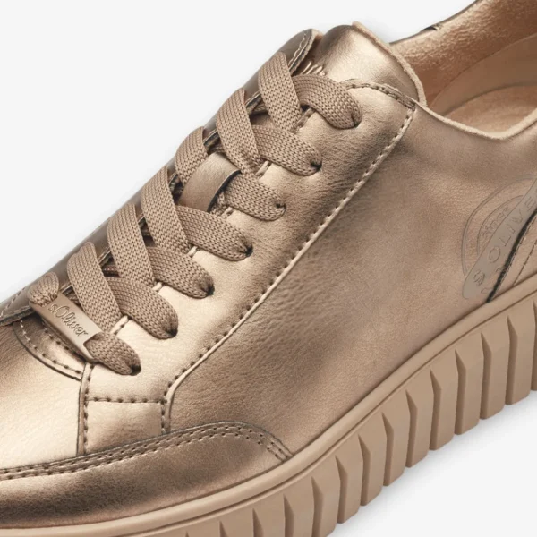 S.Oliver Gold Trainers with Chunky Platform Sole and Laces