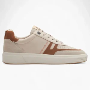 S.Oliver Men's Beige Leather Runner Shoes with Cushioned Sole