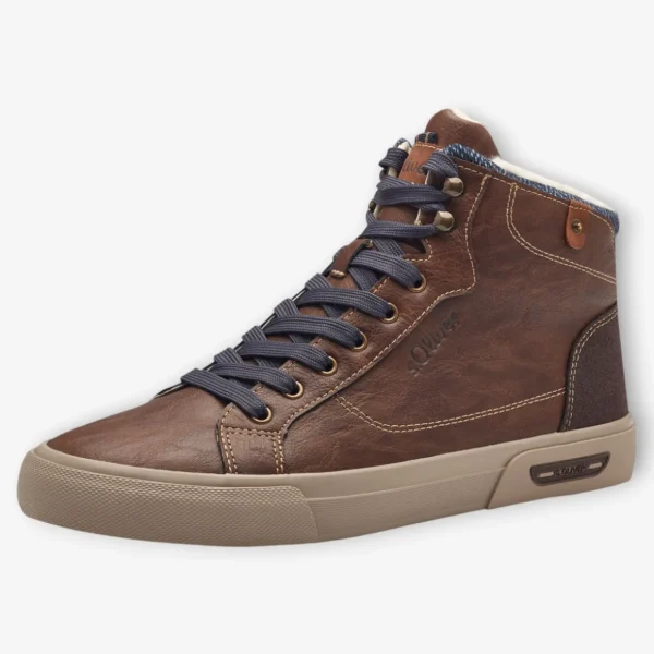 S.Oliver Men's Brown Boots with Navy Laces and Fleece Lining