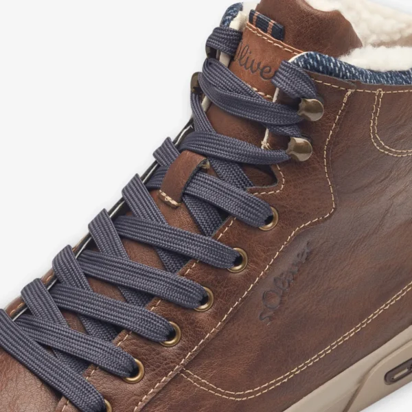 S.Oliver Men's Brown Boots with Navy Laces and Fleece Lining