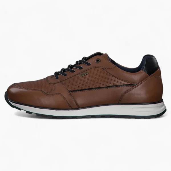 S.Oliver Men's Cognac Leather Lace-Up Shoes with Soft Foam