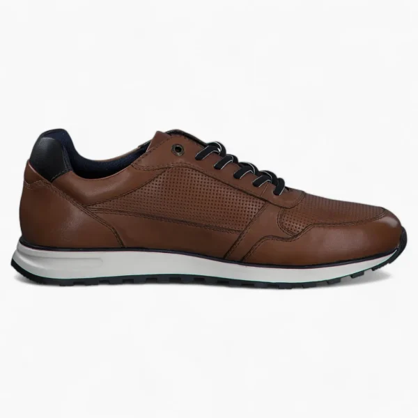 S.Oliver Men's Cognac Leather Lace-Up Shoes with Soft Foam