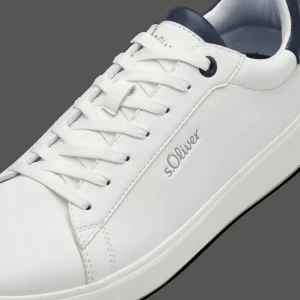 S.Oliver Men's White Trainer with Navy Detail