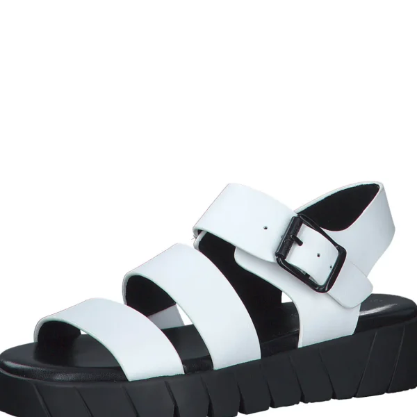 S.Oliver White Strappy Summer Sandal with Black Sole