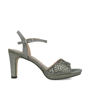 Sophisticated Deep Grey Diamante Evening Sandals