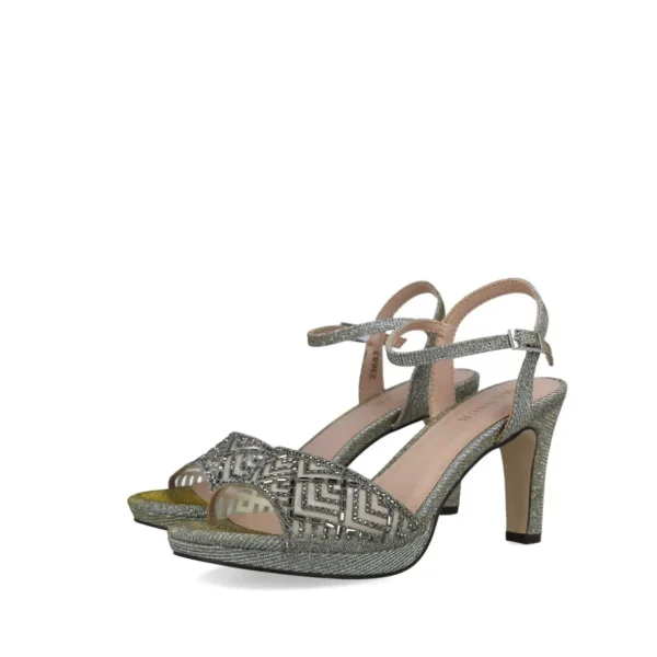 Sophisticated Deep Grey Diamante Evening Sandals