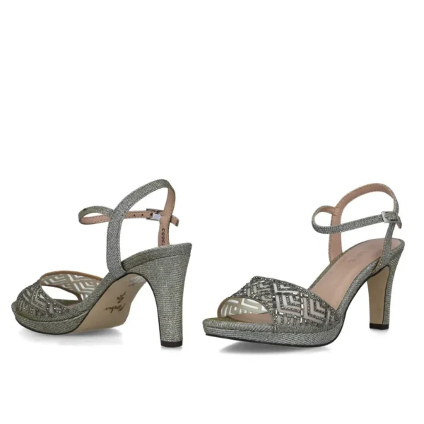 Sophisticated Deep Grey Diamante Evening Sandals