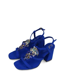 Striking Royal Blue Block Heel Sandals