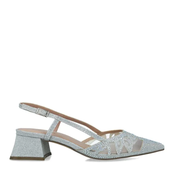 Stylish Silver Low Block Heel Sandals for Occasions