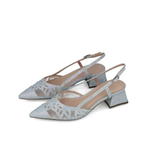 Stylish Silver Low Block Heel Sandals for Occasions