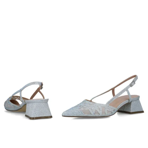 Stylish Silver Low Block Heel Sandals for Occasions