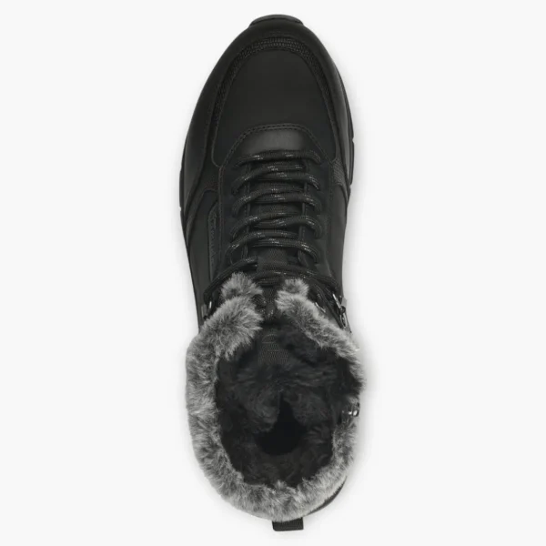 Tamaris Black Ankle Boots with Grey Fur Collar - Waterproof & Sporty Design