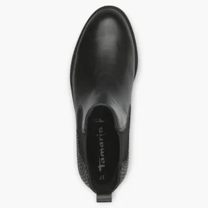 Tamaris Black Chelsea Boots with Chunky Sole