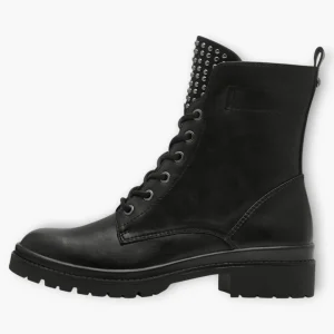 Tamaris Black Lace-Up Boots with Chunky Sole and Silver Stud Detailing