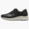 Tamaris Black Leather Trainer-Style Shoes with Wedge Sole and Side Zip