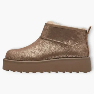 Tamaris Bronze Ankle Boots with Side Zip & Platform Sole - Fur Lined, Super Soft, Comfort Fit