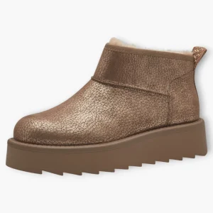 Tamaris Bronze Ankle Boots with Side Zip & Platform Sole - Fur Lined, Super Soft, Comfort Fit