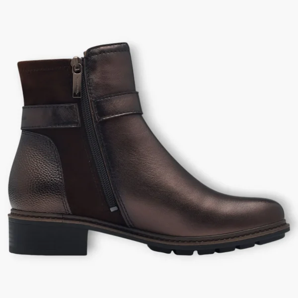Tamaris Dark Brown Ankle Boots with Block Heel & Buckle Detail - Chunky Sole, Comfort Fit