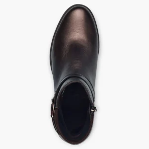 Tamaris Dark Brown Ankle Boots with Block Heel & Buckle Detail - Chunky Sole, Comfort Fit