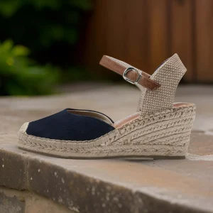 Tamaris Espadrille Sandals - Navy & Beige