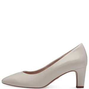 Tamaris Ivory Patent Block Heel Pumps: Style & Comfort