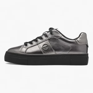 Tamaris Pewter Trainers with Silver Detailing and Black Laces