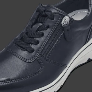 Tamaris PURE RELAX Navy Leather Runner with White Sole and Outside Zipper